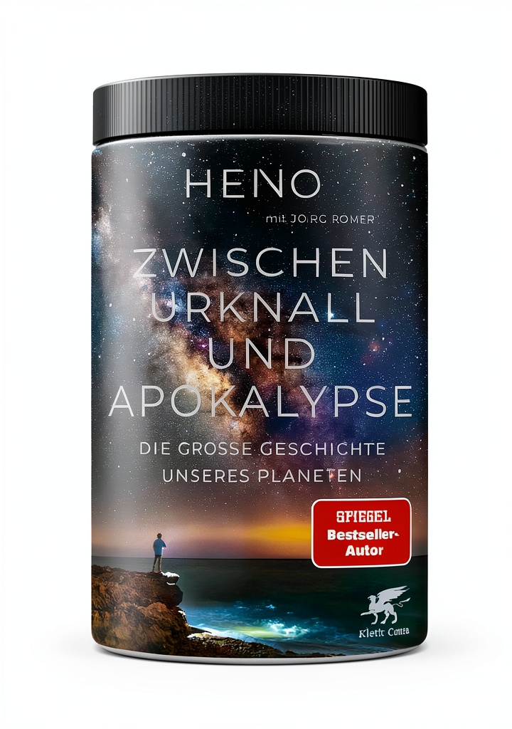 German science book open on a tablet showing astronomy content